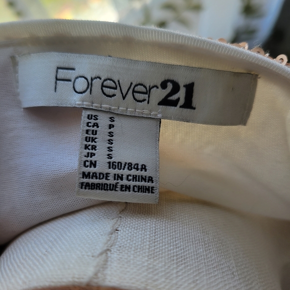 Forever 21 gold & cream striped sequins mini t-shirt dress S - Picture 4 of 12